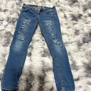 Stylish Blue Distressed Women Jeans